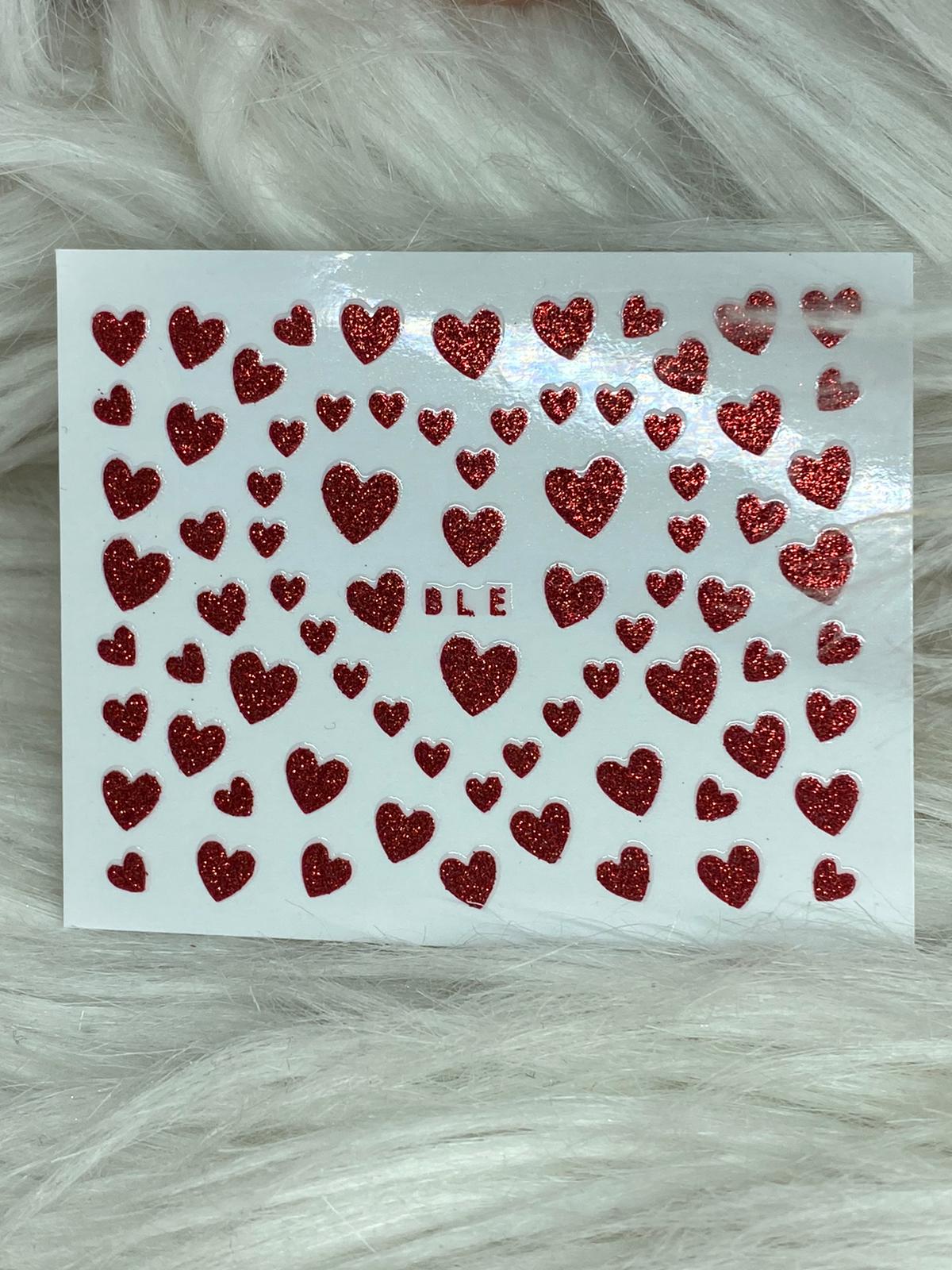 Red Glitter Heart Stickers